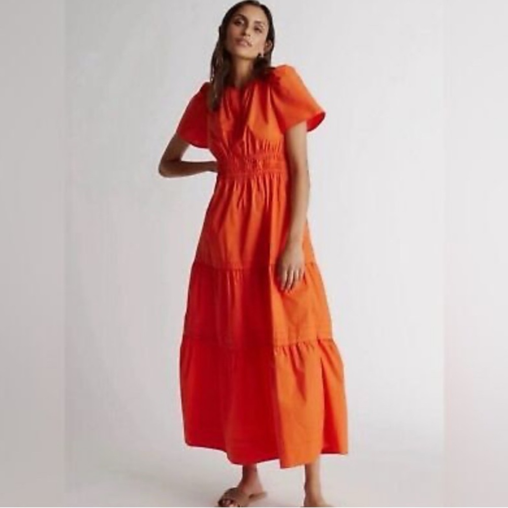 Quince organic cotton tiered dress size large